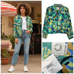 NEW Lili Sidonio Sz XL Jeanne Abstract Pop Art Windbreaker Lightweight Jacket